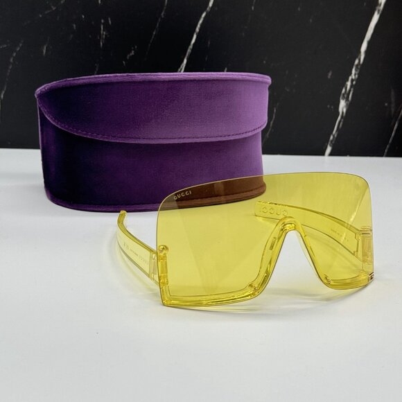 NEW GUCCI YELLOW SHIELD SUNGLASSES GUCCI GG1631S 009 - Picture 1 of 13